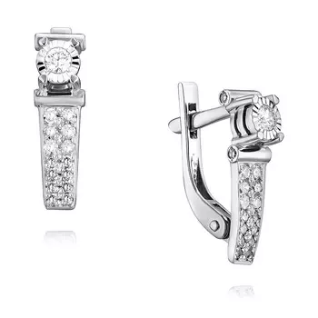 Серьги из белого золота 585 пробы с бриллиантом