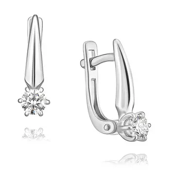 Серьги из белого золота 585 пробы с бриллиантом