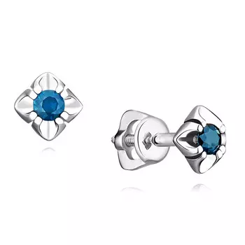 Серьги из белого золота 585 пробы с сапфиром