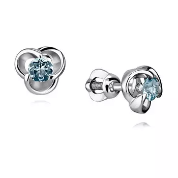 Серьги из белого золота 585 пробы с топазом