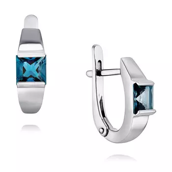 Серьги из белого золота 585 пробы с топазом