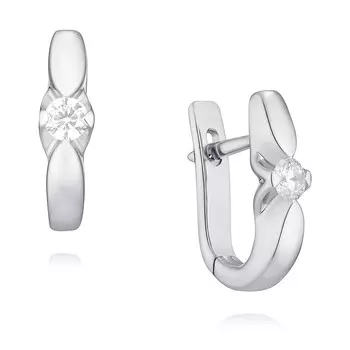 Серьги из белого золота 750 пробы с бриллиантом