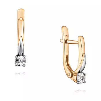 Серьги из красного золота 585 пробы с бриллиантом