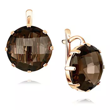 Серьги из красного золота 585 пробы с кварцем