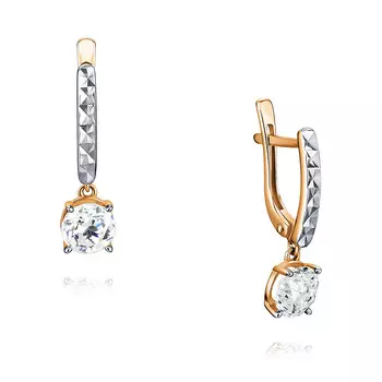 Серьги из красного золота 585 пробы с фианитом