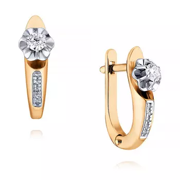 Серьги из красного золота 585 пробы с бриллиантом