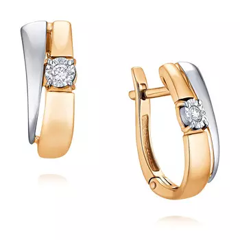 Серьги из красного золота 585 пробы с бриллиантом