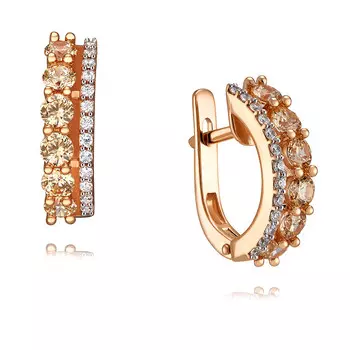 Серьги из красного золота 585 пробы с фианитом