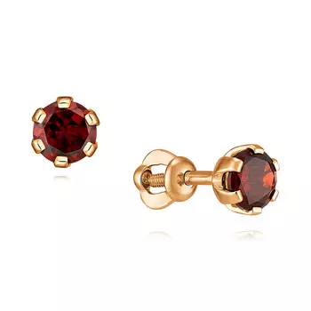 Серьги из красного золота 585 пробы с гранатом
