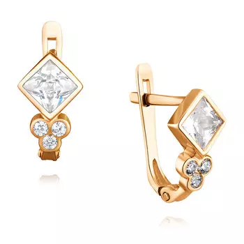 Серьги из красного золота 585 пробы с фианитом