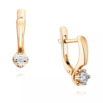 Серьги из красного золота 585 пробы с бриллиантом