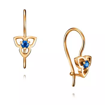 Серьги из красного золота 585 пробы с сапфиром