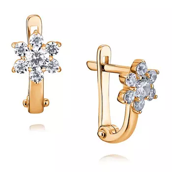 Серьги из красного золота 585 пробы с фианитом