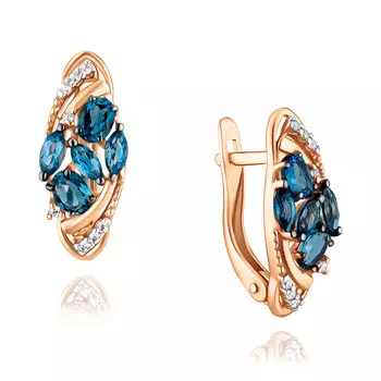 Серьги из красного золота 585 пробы с топазом