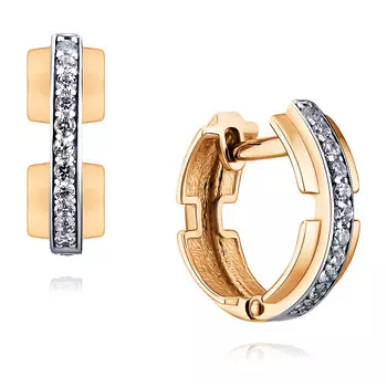 Серьги из красного золота 585 пробы с фианитом