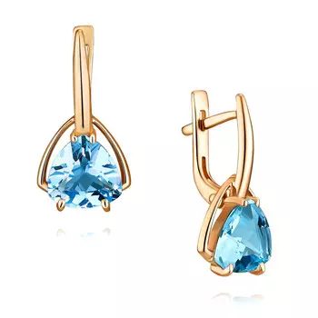 Серьги из красного золота 585 пробы с топазом