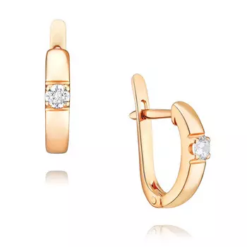 Серьги из красного золота 585 пробы с фианитом