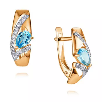 Серьги из красного золота 585 пробы с топазом