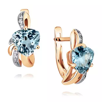 Серьги из красного золота 585 пробы с топазом