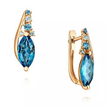 Серьги из красного золота 585 пробы с миксом вставок