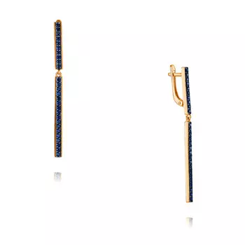 Серьги из красного золота 585 пробы с сапфиром