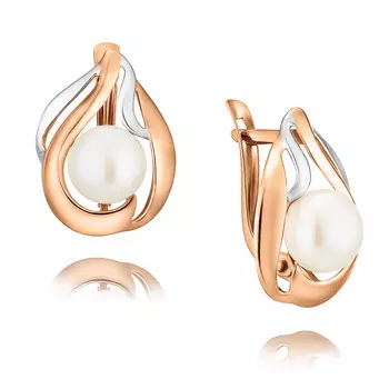 Серьги из красного золота 585 пробы с жемчугом