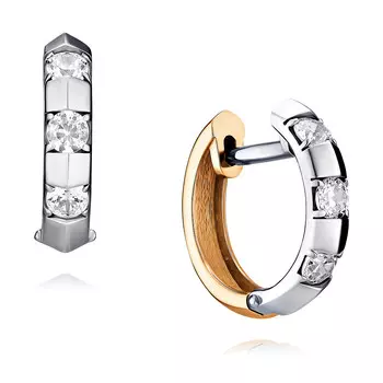 Серьги из красного золота 585 пробы с фианитом