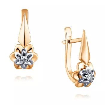 Серьги из красного золота 585 пробы с бриллиантом