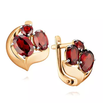 Серьги из красного золота 585 пробы с гранатом