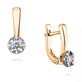 Серьги из красного золота 585 пробы с бриллиантом