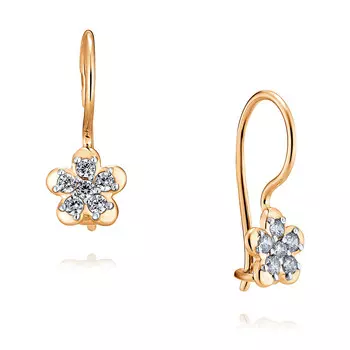 Серьги из красного золота 585 пробы с фианитом