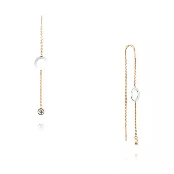 Серьги из красного золота 585 пробы с фианитом