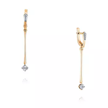 Серьги из красного золота 585 пробы с бриллиантом