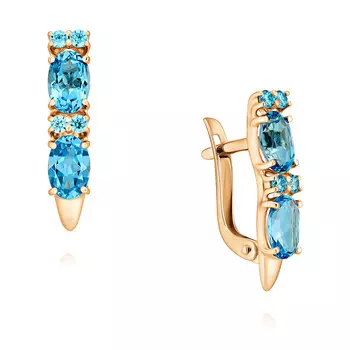 Серьги из красного золота 585 пробы с топазом