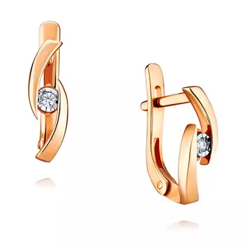 Серьги из красного золота 585 пробы с бриллиантом