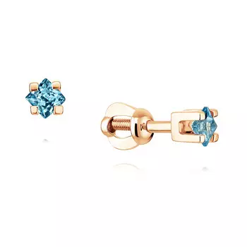 Серьги из красного золота 585 пробы с топазом