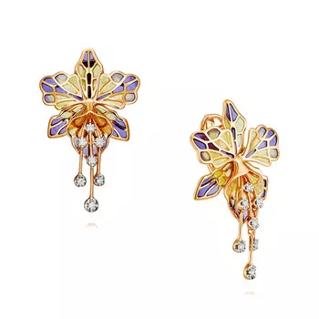 Серьги из красного золота 585 пробы с бриллиантом