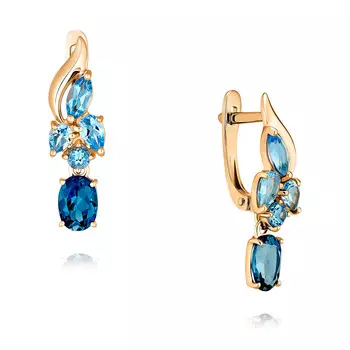 Серьги из красного золота 585 пробы с миксом вставок