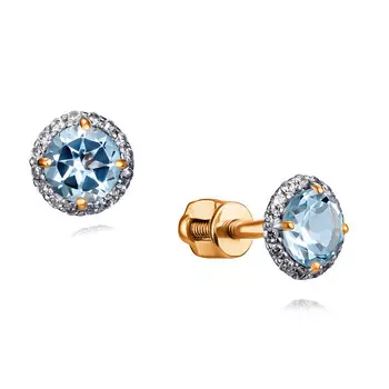 Серьги из красного золота 585 пробы с топазом, фианитом