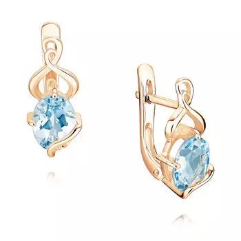 Серьги из красного золота 585 пробы с топазом