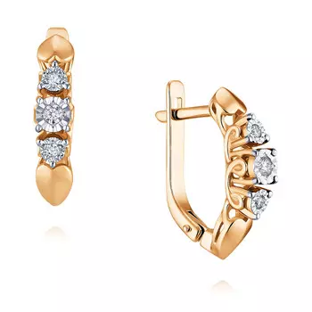 Серьги из красного золота 585 пробы с бриллиантом