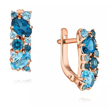 Серьги из красного золота 585 пробы с топазом