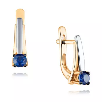 Серьги из красного золота 585 пробы с сапфиром