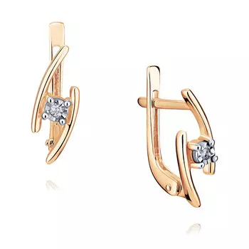 Серьги из красного золота 585 пробы с бриллиантом