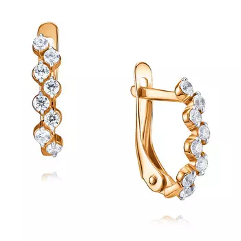 Серьги из красного золота 585 пробы с фианитом