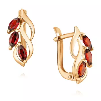 Серьги из красного золота 585 пробы с гранатом