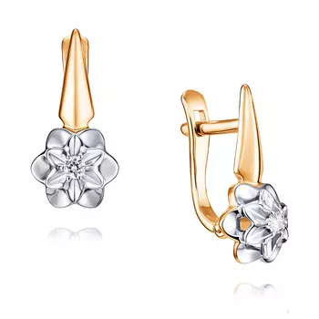 Серьги из красного золота 585 пробы с бриллиантом