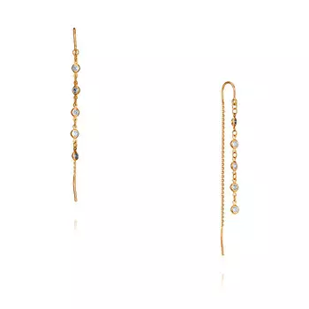 Серьги из красного золота 585 пробы с фианитом