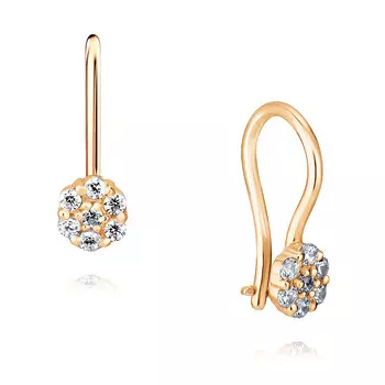 Серьги из красного золота 585 пробы с фианитом