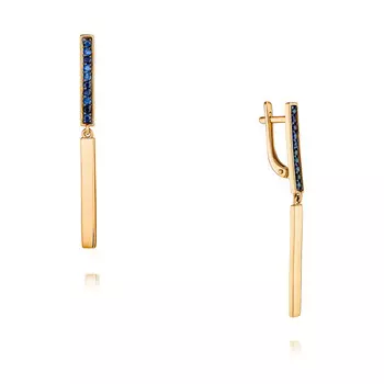 Серьги из красного золота 585 пробы с сапфиром